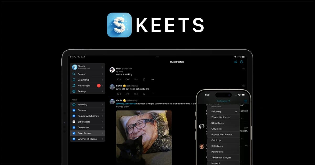 Screenshot of Skeets website